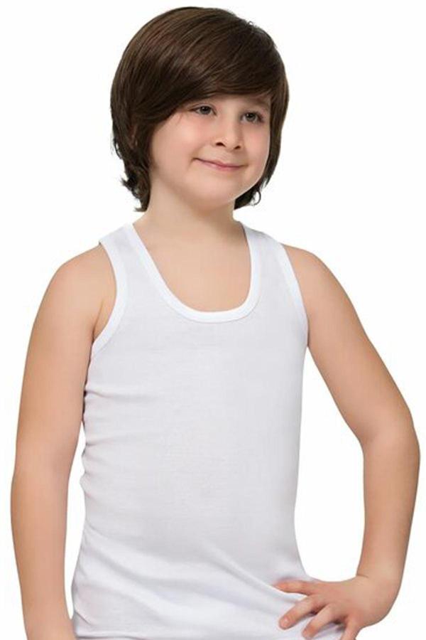 Namaldı 307 Tam Pamuklu Erkek Çocuk Ribana Atlet Beyaz - Image 1