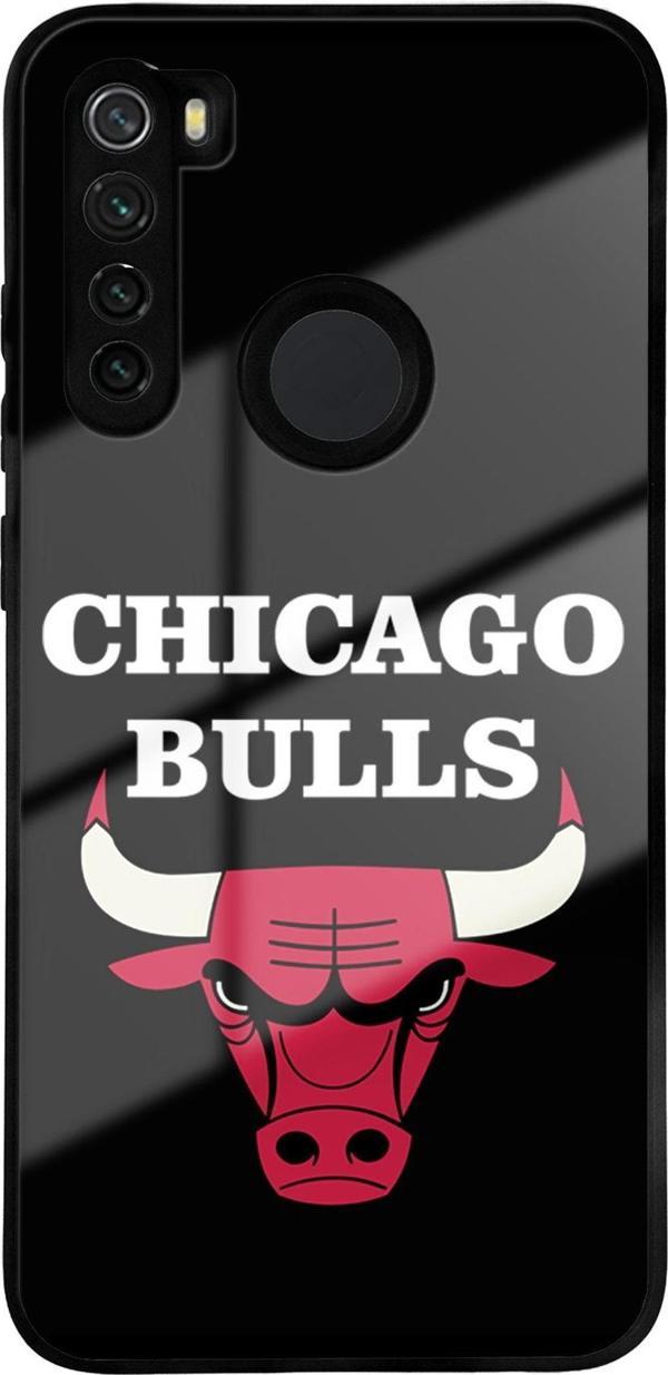 Printify Xiaomi Redmi Note 8 İle Uyumlu Silikon Arkası Cam Kapak Chicago Tasarımlı Cam Kılıf - Image 1