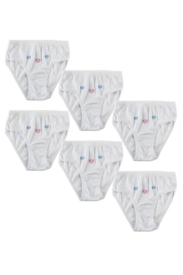 Tutku Kız Çocuk Beyaz Kuzey Underwear İnce Belli İşlemeli Bato (6'Lı) 0821 - Image 1