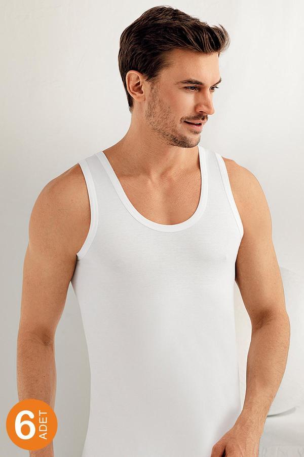Şahinler Erkek Beyaz 6'Lı Paket %100 Pamuk Atlet Me002 - Image 1