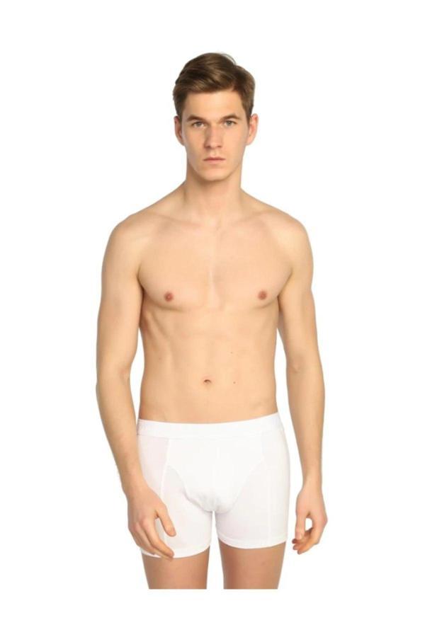 Tutku Erkek Beyaz 3 Adet Renk Likralı Boxer - Image 1
