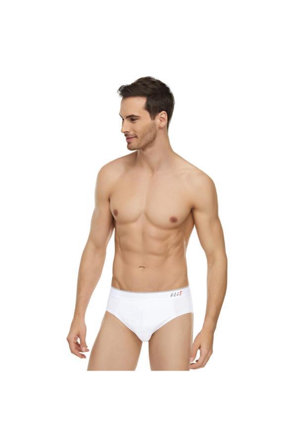 Tutku Erkek Beyaz 3'Lü Paket Likralı Pamuk Kemerli Slip - Image 1