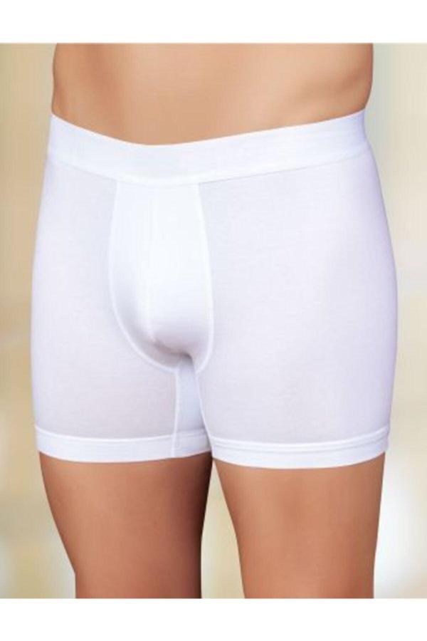 Şahinler Erkek Likralı Boxer Beyaz 6'Lı Paket Yazılı Torbalı Boxer Me031 - Image 1