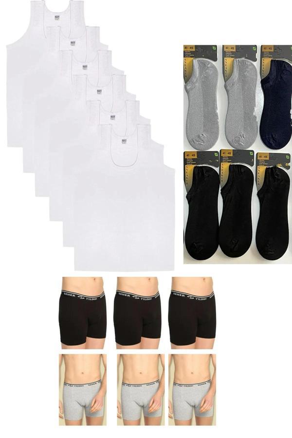 Seher 6'Lı Erkek Atlet-Boxer-Çorap Set Takım - Image 1