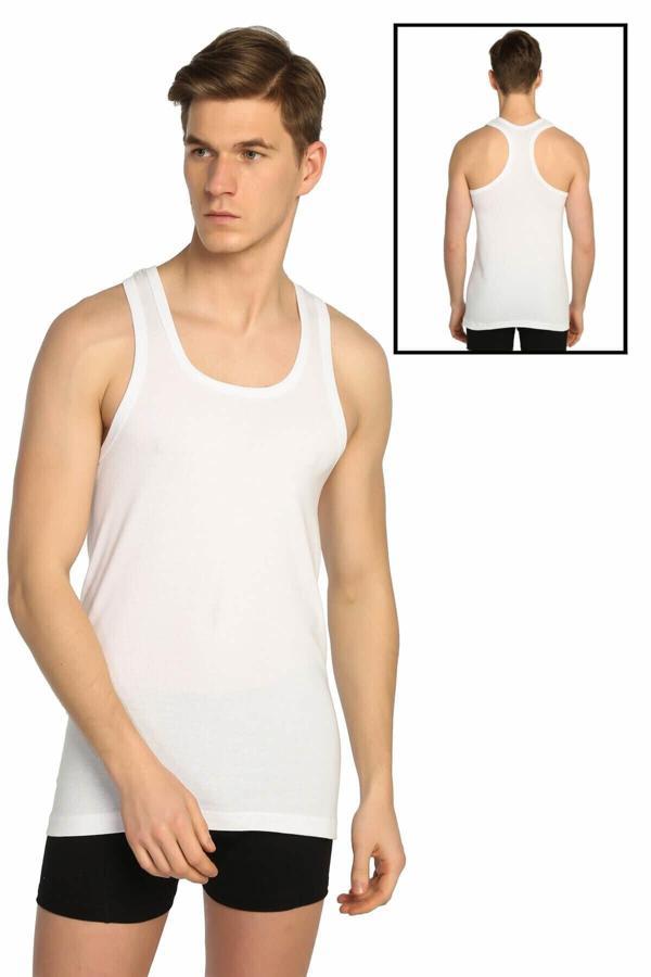 Tutku Erkek Beyaz Ribana Spor Atlet Elf568T0118Ccm - Image 1