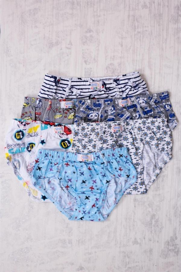 Gümüş 6'Lı Erkek Çocuk Karışık Desenli Slip Külot - Image 1