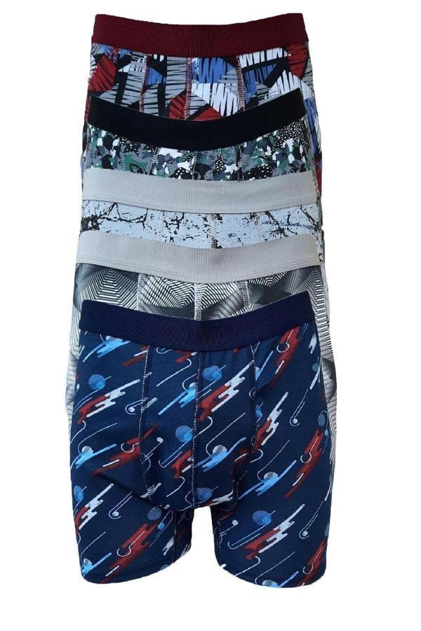 Tutku 3 Adet Karışık Renk Likralı Desenli Boxer - Image 1