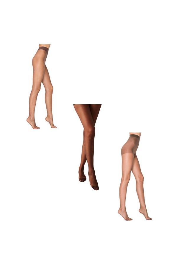Penti 3'Lü Paket Likra Fit 15 Parlak Külotlu Çorap Xxl (Kestane-Mürdüm-Kızıl Siyah) - Image 1