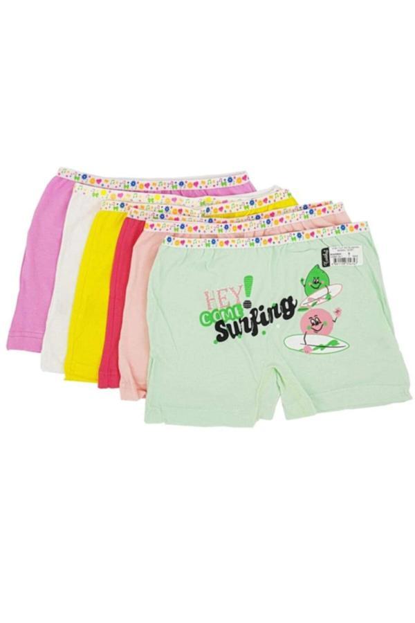 Tutku Kız Çocuk Renkli Likralı Pamuk Boxer 6 Lı Paket - Image 1