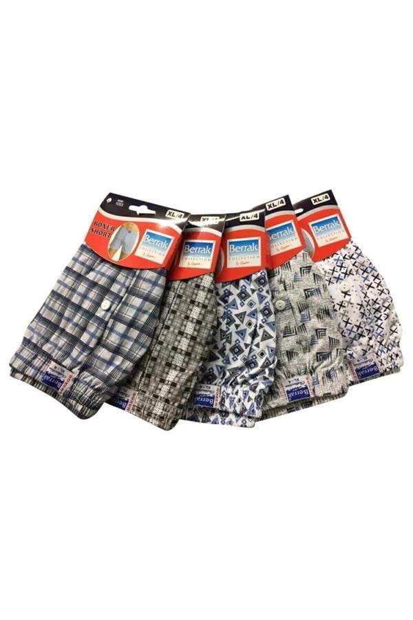 Berrak 5'Li Desenli %100 Pamuklu Klasik Rahat Kesim Erkek Boxer - Image 1