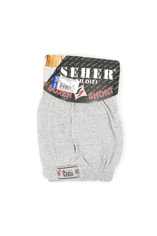 Seher 1 Adet Gri Renk Penye Boxer - Image 1