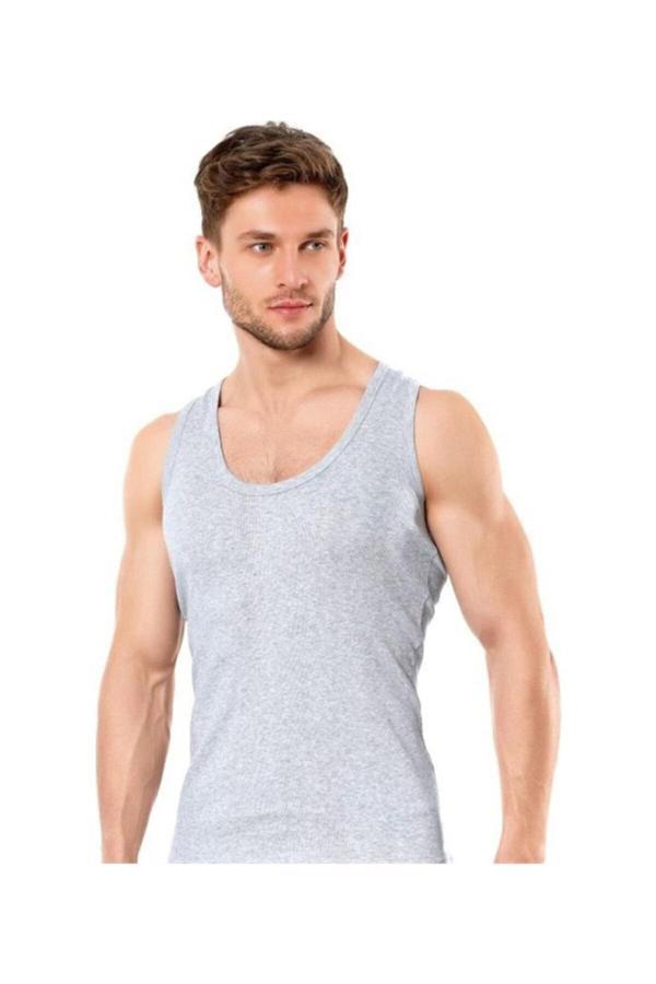 Seher Yıldızı 6 Adet Gri Renk Penye Atlet - Image 1