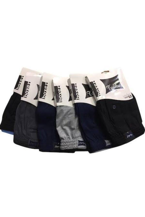 Tutku Erkek Karışık Renk 6'Lı Paket Penye Düğmeli Boxer Terkarışık0117 - Image 1