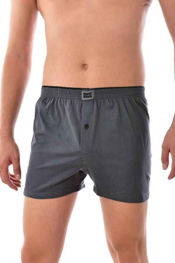 Tutku Erkek Penye Düğmeli Boxer Koyu Gri - Image 1