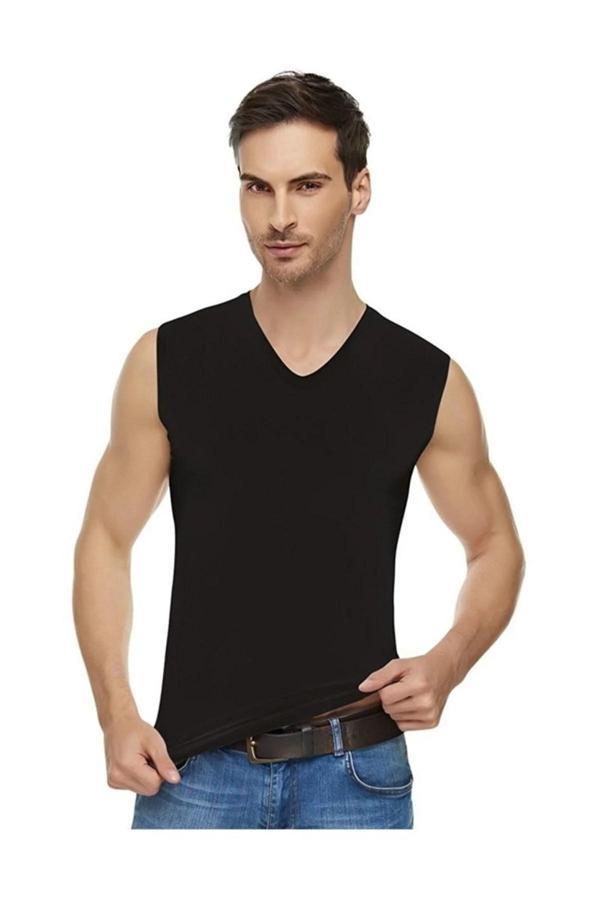 Tutku Erkek 2'Li Ekonomik Paket V Yaka Kolsuz Elastan Atlet 1305 - Image 1