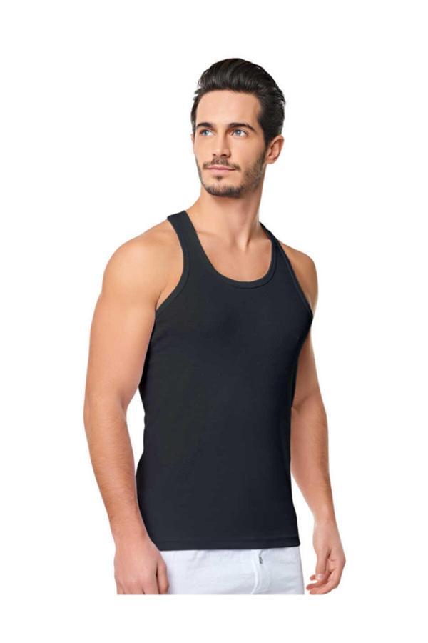 Seher Yıldızı 3 Adet Siyah Renk Penye Atlet - Image 1