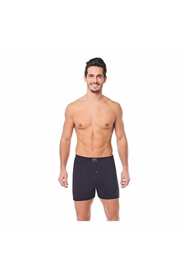 Seher 6 Adet Yıldızı Pamuklu Penye Düğmeli Erkek Boxer - Image 1