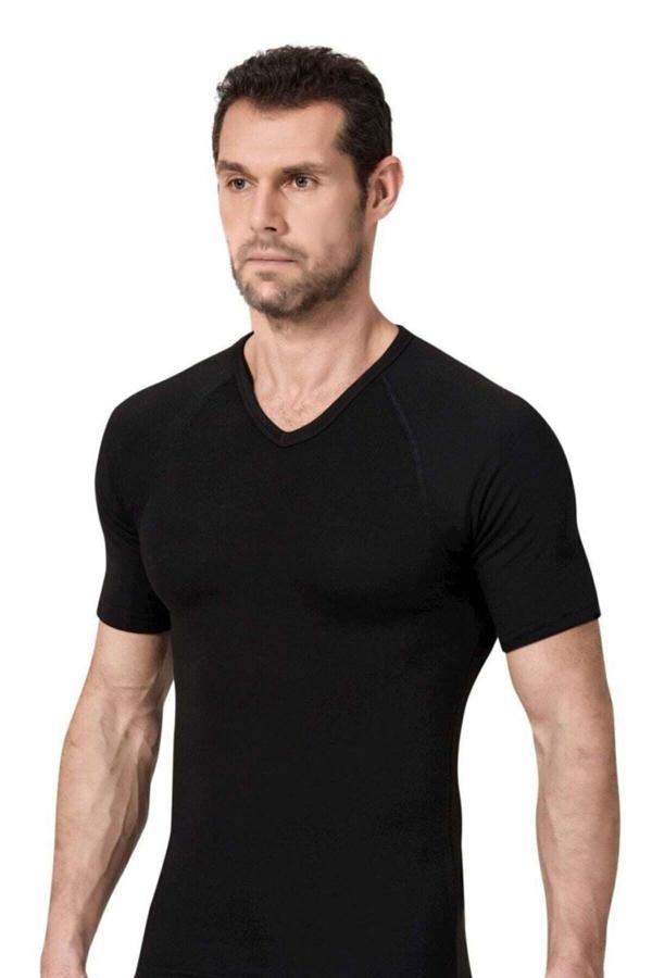 Namaldı Erkek Siyah Kısa Kollu V Yaka Termal Fanila - Image 1
