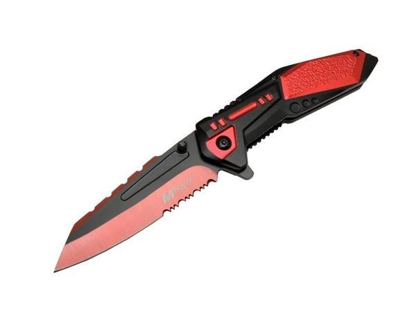 4173 Kırmızı Kamp Çakı 21cm - Yarı Otomatik, Testere Detaylı - Image 1