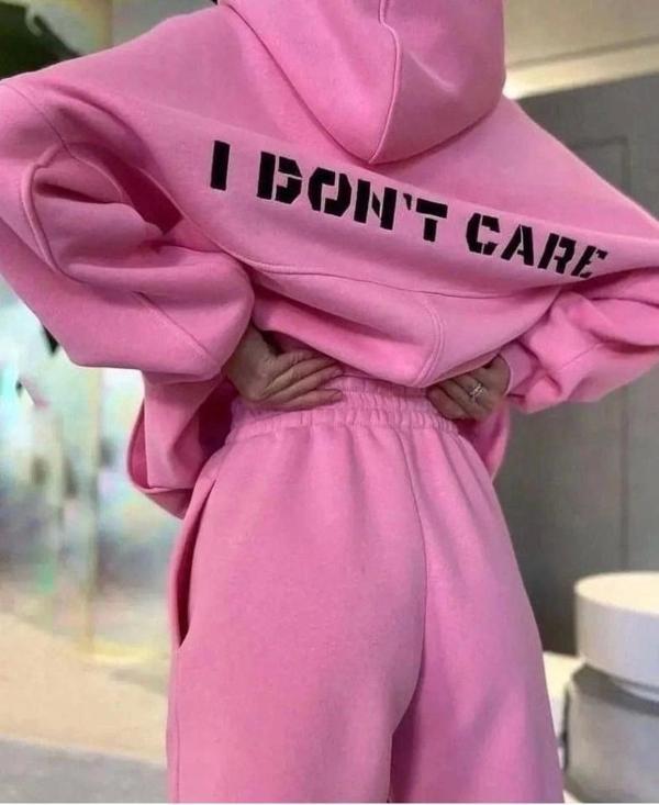 Nakış İşlemeli Üç İplik Sweat Takım- Pembe - Image 1