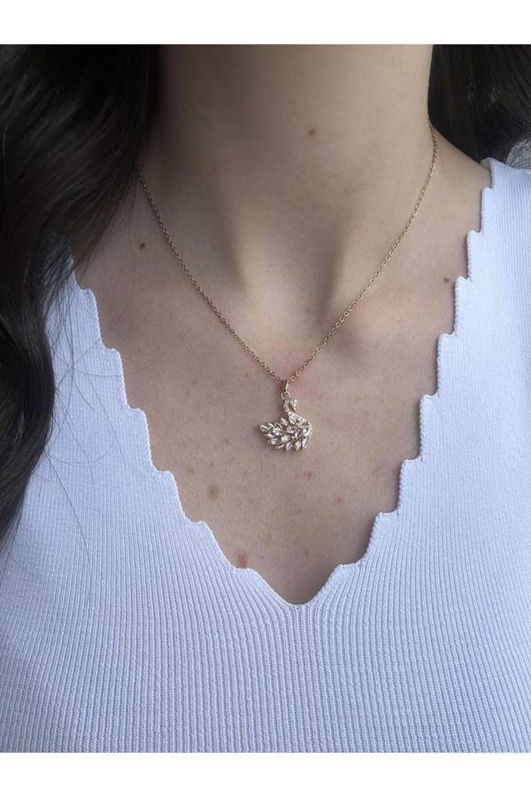 Atelier Emine Gold Zirkon Kuğu Kolye - Image 1