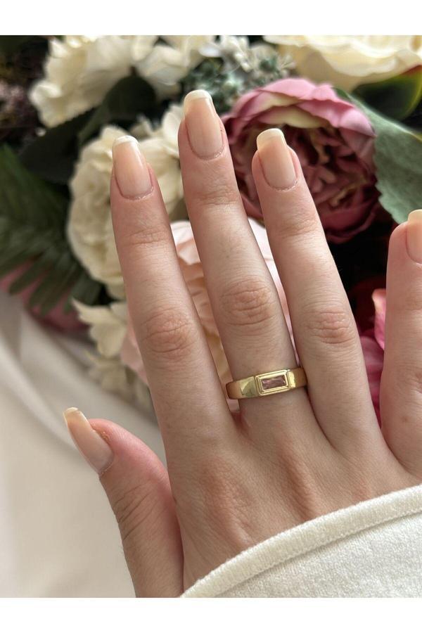 Atelier Emine Pembe Taşlı Retro Yüzük - Image 1