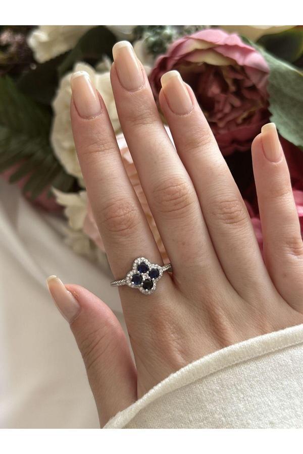 Atelier Emine Zirkon Lacivert Yonca Yüzük - Image 1