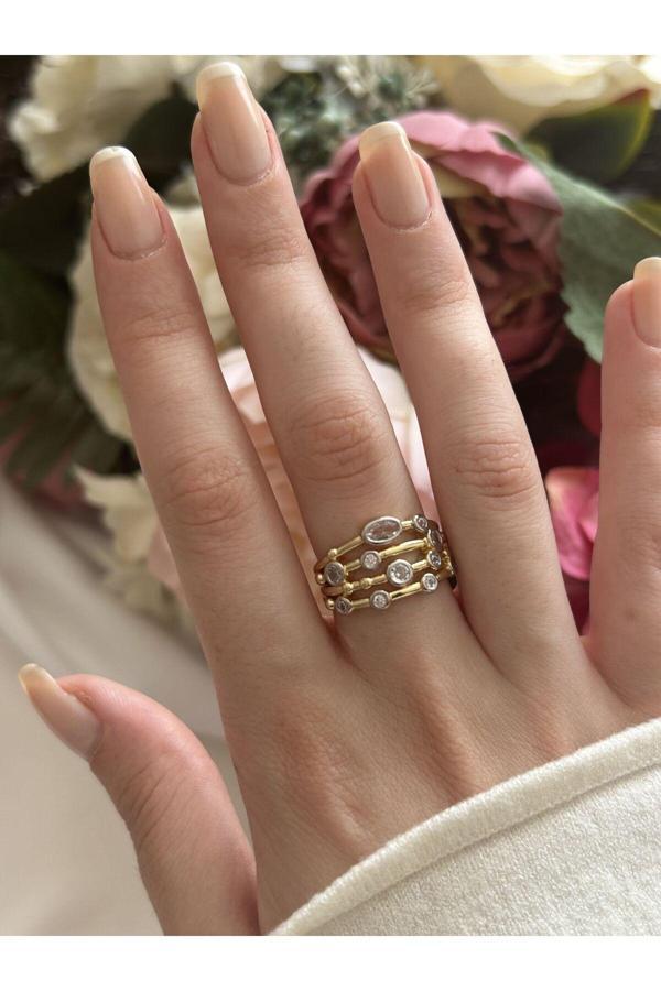 Atelier Emine Dört Sıra Zirkon Detay Yüzük - Image 1