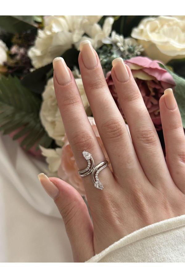 Atelier Emine Çift Motifli Gümüş Yüzük - Image 1