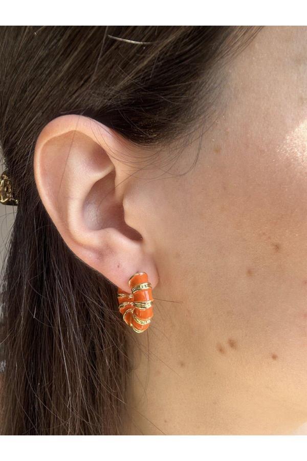 Atelier Emine Gold Mineli Turuncu Küpe - Image 1