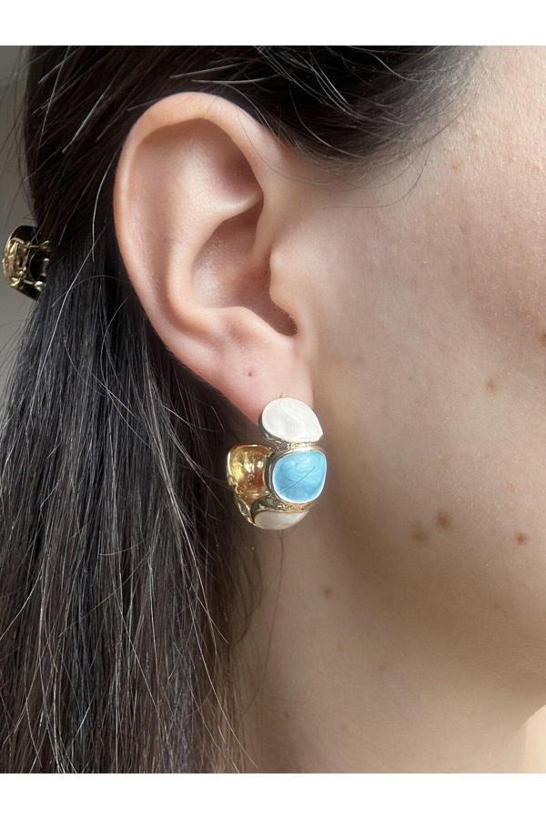 Atelier Emine Doğal Taşlı Halka Küpe - Image 1