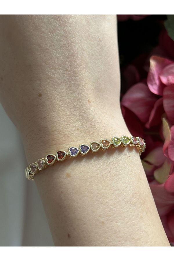 Atelier Emine Çiftli Renk Kalp Dizisi Bileklik - Image 1