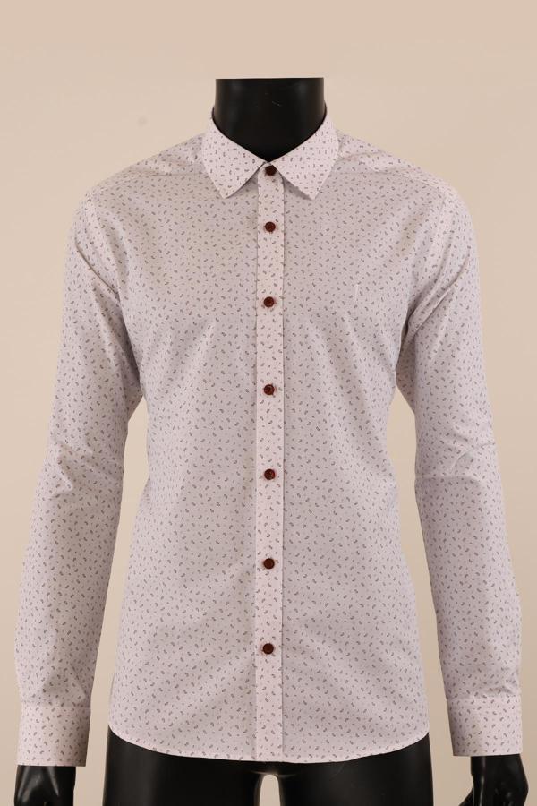 Uzun Kol Slim Fit Desenli Gömlek - Image 1