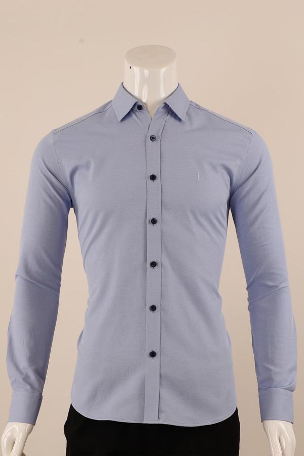 Uzun Kol Slim Fit Desenli Gömlek - Image 1