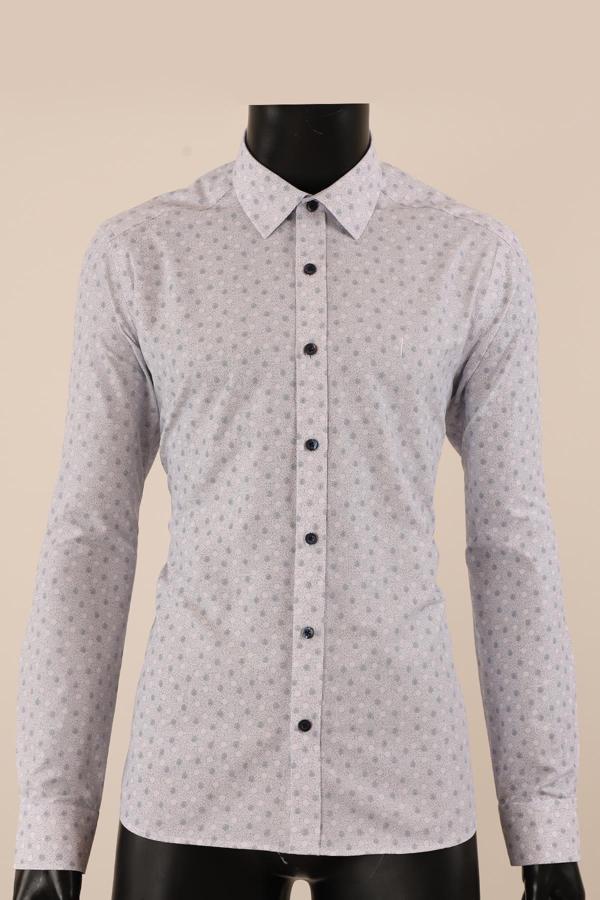 Uzun Kol Slim Fit Desenli Gömlek - Image 1