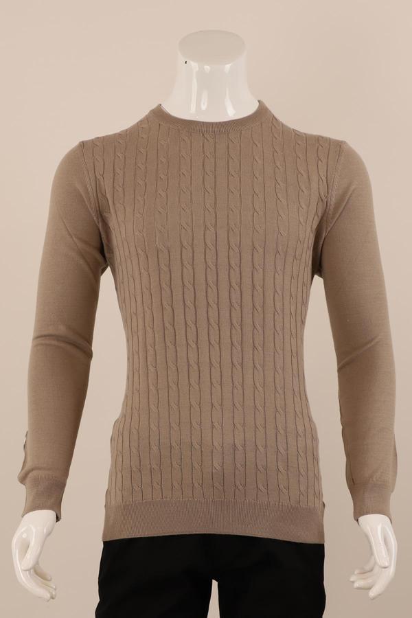 Slim Fit Yünlü Desenli Örgü Triko - Image 1