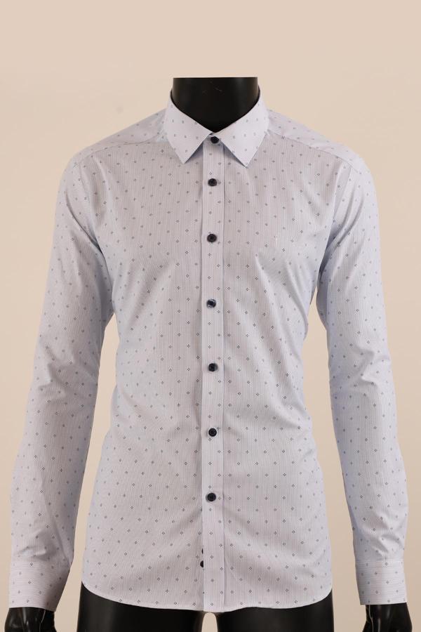 Uzun Kol Slim Fit Desenli Gömlek - Image 1