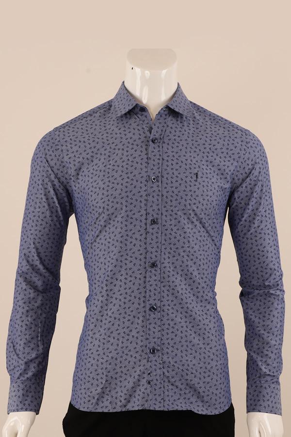 Uzun Kol Slim Fit Desenli Gömlek - Image 1