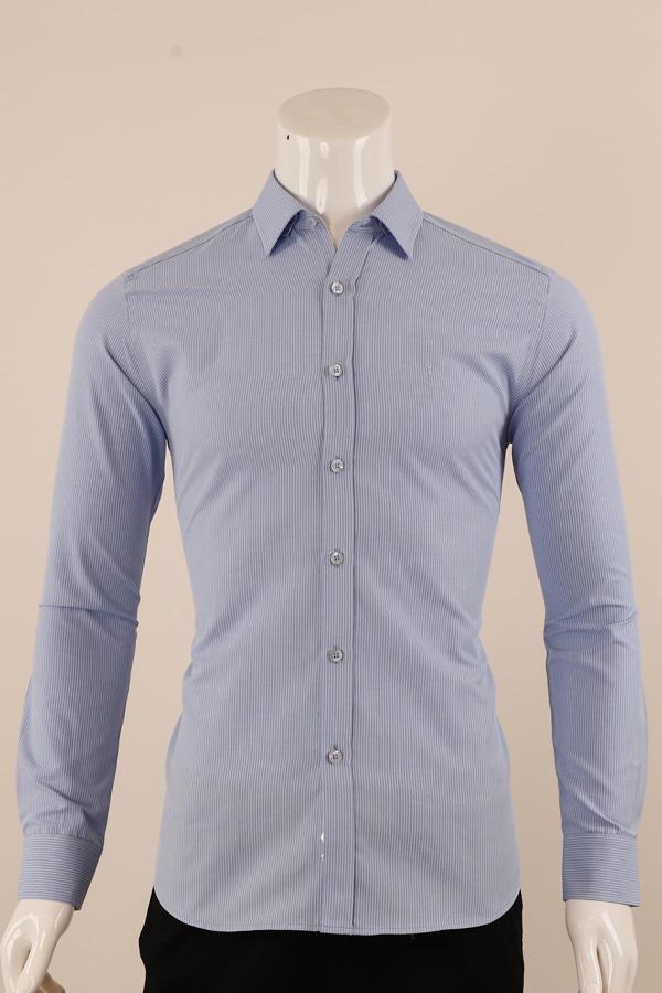 Uzun Kol Slim Fit Çizgili Gömlek - Image 1