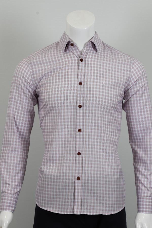 Uzun Kol Slim Fit Kareli Gömlek - Image 1