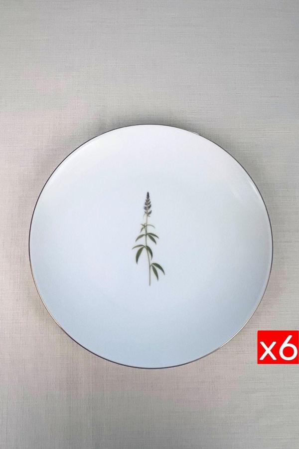 Tabak Evi Porselen Natura Salkım Altın Yaldız Servis Tabağı 24,50cm 6 lı - Image 1