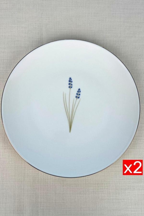 Tabak Evi Porselen Natura Lavanta Altın Yaldız Servis Tabağı 24,50cm 2 li - Image 1