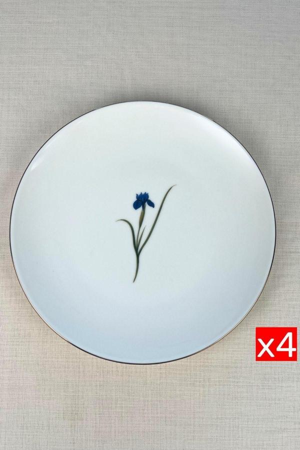 Tabak Evi Porselen Natura İris Altın Yaldız Servis Tabağı 24,50cm 4 lü - Image 1