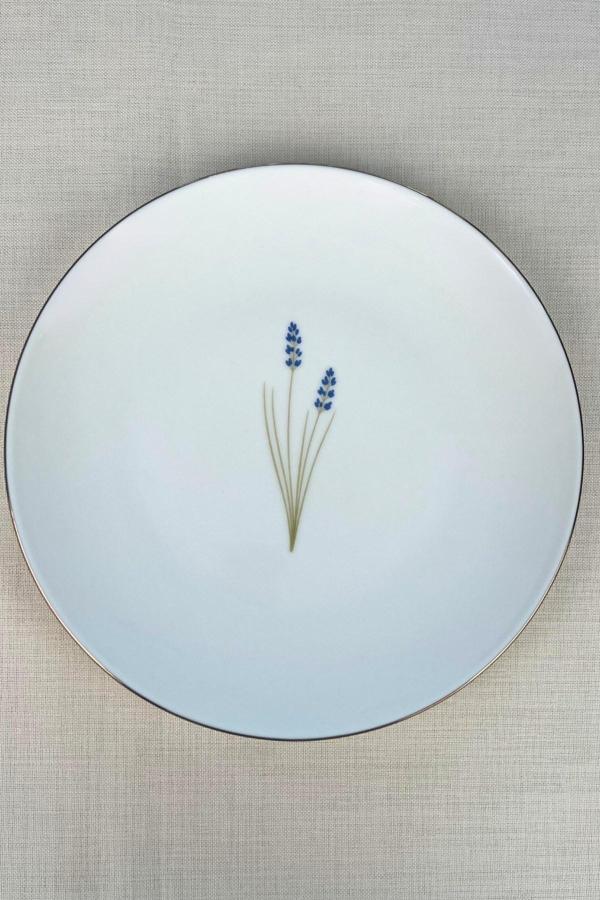 Tabak Evi Porselen Natura Lavanta Altın Yaldız Servis Tabağı 24,50cm Tekli - Image 1