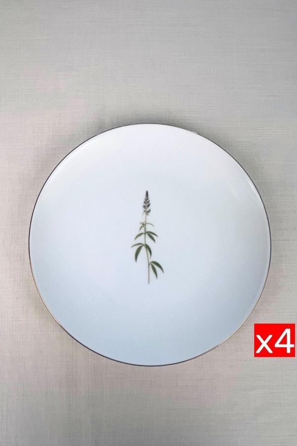 Tabak Evi Porselen Natura Salkım Altın Yaldız Servis Tabağı 24,50cm 4 lü - Image 1