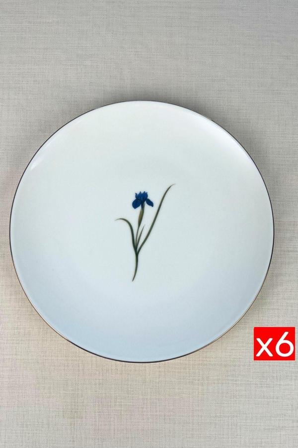 Tabak Evi Porselen Natura İris Altın Yaldız Servis Tabağı 24,50cm 6 lı - Image 1