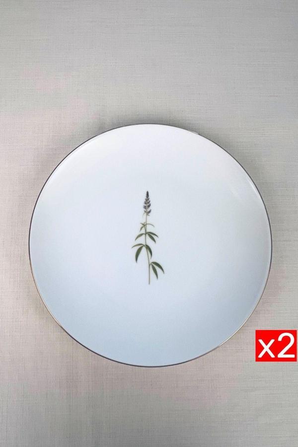 Tabak Evi Porselen Natura Salkım Altın Yaldız Servis Tabağı 24,50cm 2 li - Image 1