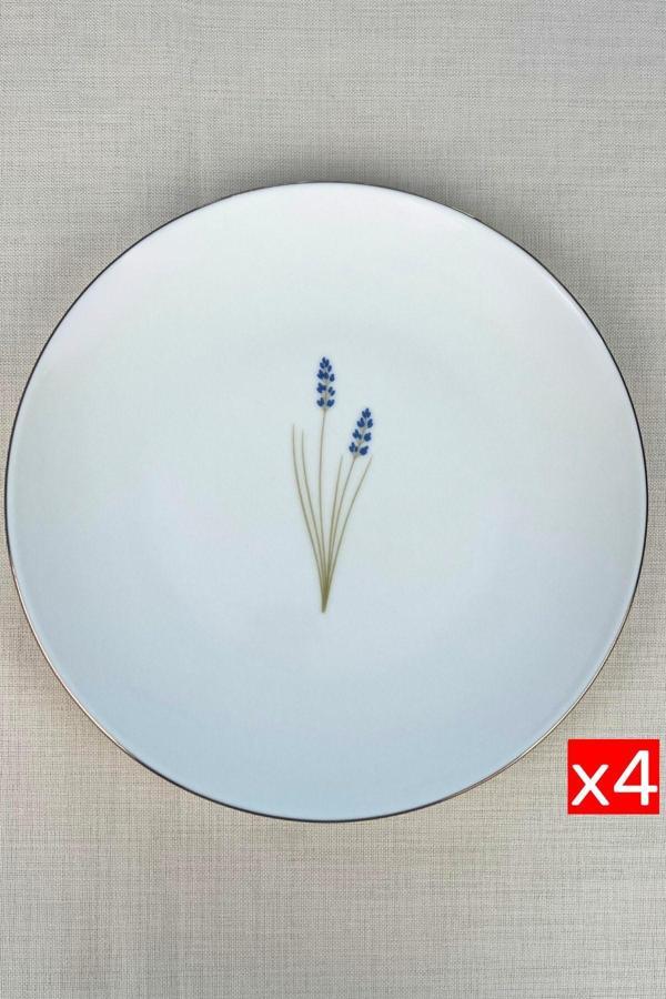 Tabak Evi Porselen Natura Lavanta Altın Yaldız Servis Tabağı 24,50cm 4 lü - Image 1