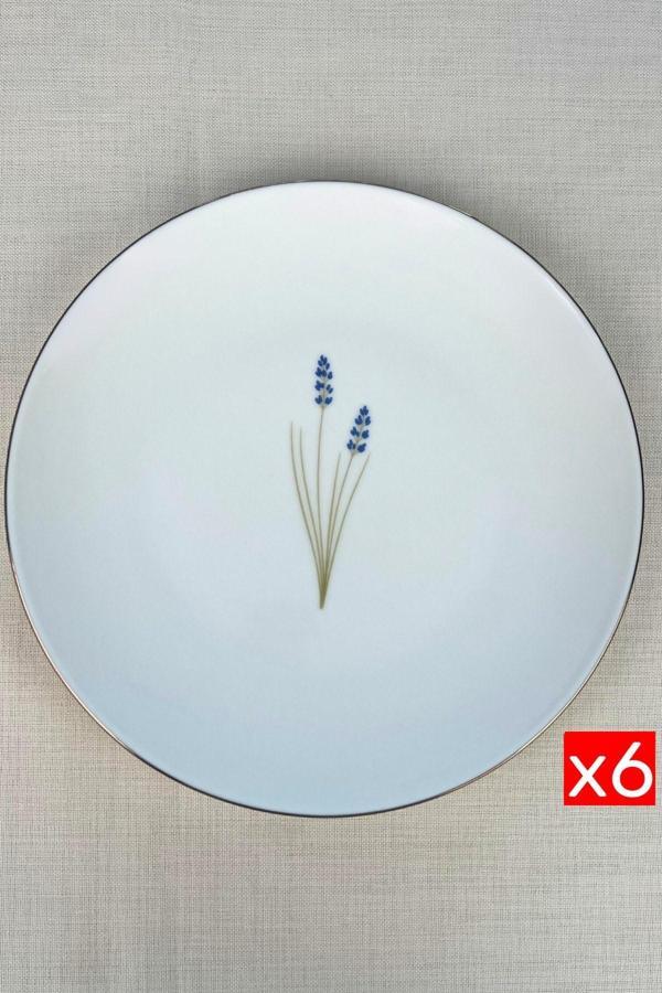 Tabak Evi Porselen Natura Lavanta Altın Yaldız Servis Tabağı 24,50cm 6 lı - Image 1