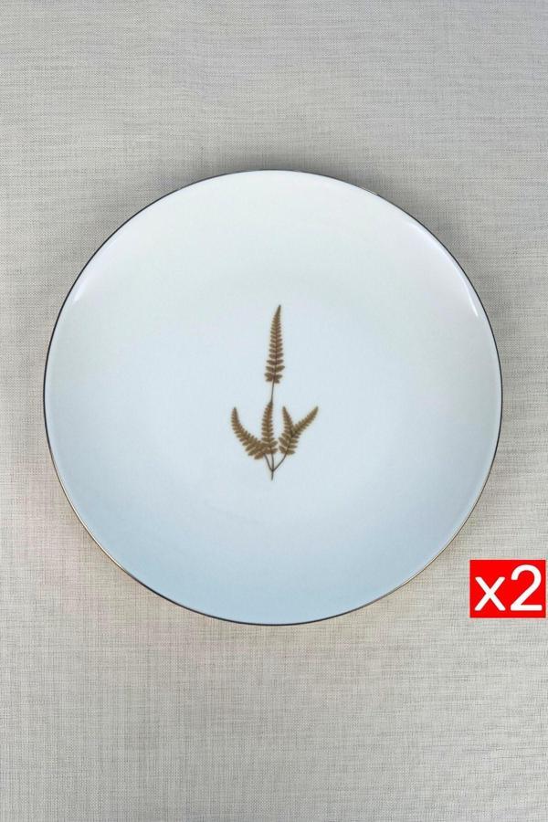 Tabak Evi Porselen Natura Marinum Altın Yaldız Servis Tabağı 24,50cm 2 li - Image 1
